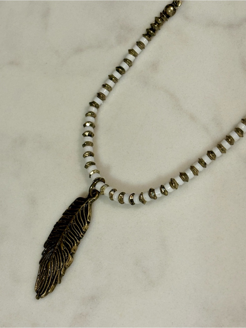 Gold-Tone Feather Pendant Necklace